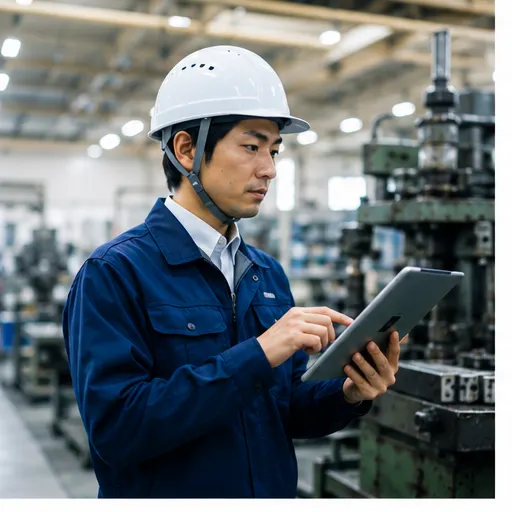 タブレットで現場の数字を確認する製造業の担当者